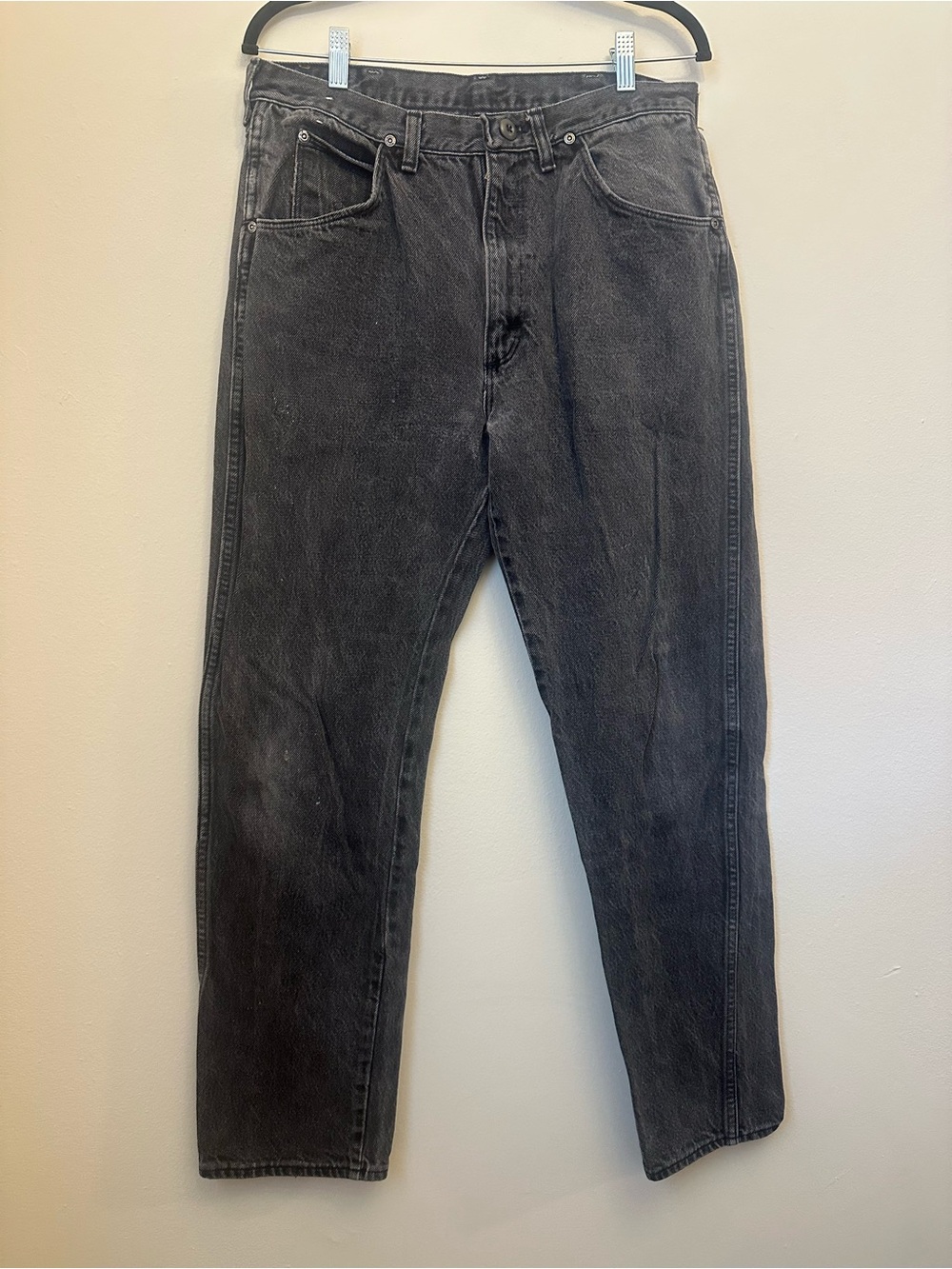 Vintage Wrangler Black Gray Wash Jeans Made in USA Men’s 34x32 Relaxed Fit